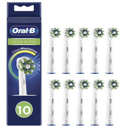 Oral-B CrossAction Recambios Cepillo de Dientes Eléctrico, Pack de 10 Cabezales, Envase Reciclable, Apto para Tamaño Del Buzón