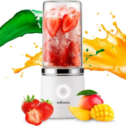 Edihome, Batidora Portátil, Batidora Smoothie, 380 ml, 2000mA, Licuadora para Verduras y Frutas, para Zumos y Batidos, Blender, Recargable por USB